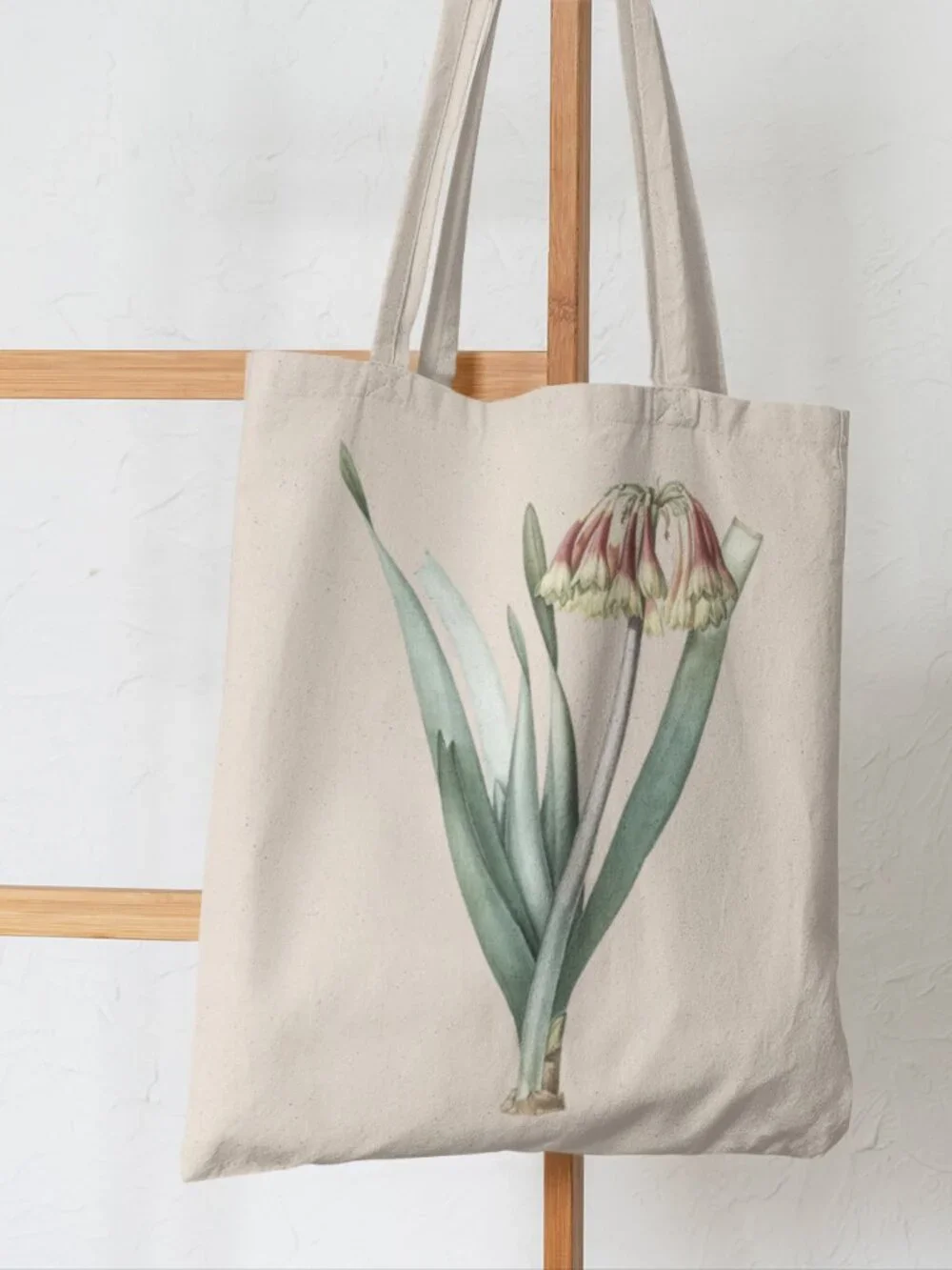 Knysna Lily Vintage Floral Print Graphic Canvas Tote Bag